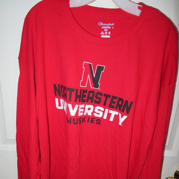 Champion Northeastern University Long Sleeve T-Shirt Large XXL Red - Picture 1 of 4